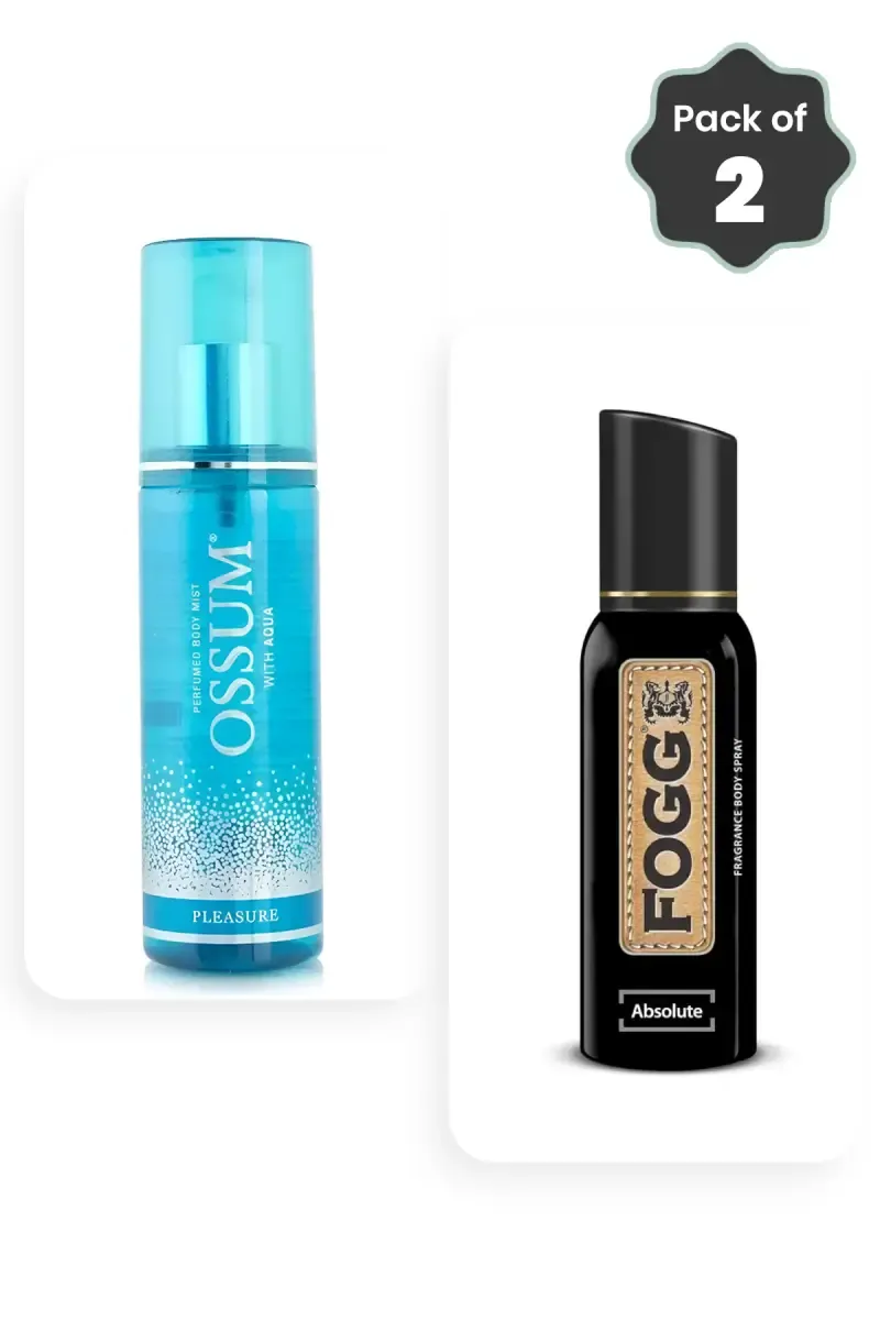 Fogg Perfume Duo for Men & Women Absolute (150ml) + Ossum Pleasure(115ml) - Combo of 2