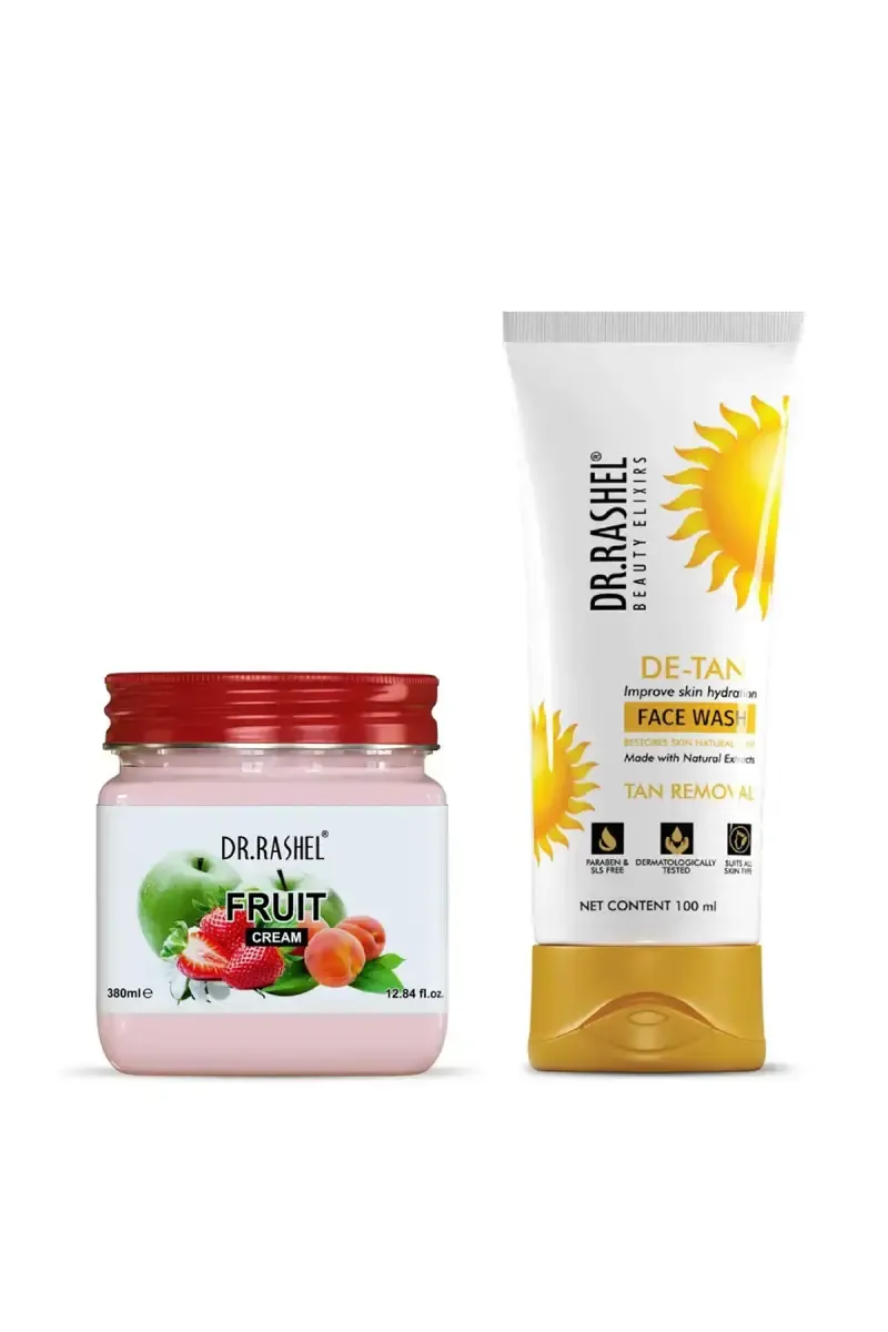 Dr.Rashel Fruit Cream (380ml ) + De-Tan Face Wash (100ml) - Combo Of 2 