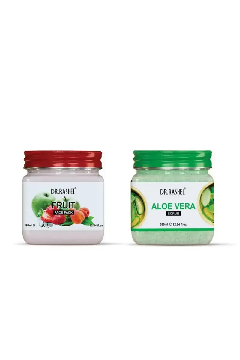 Dr.Rashel Aloe Vera Scrub + Fruit Face Pack (380 ml) - Combo Of 2