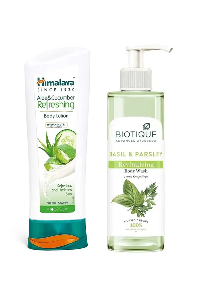 Aloe & Cucumber Lotion + Ayurvedic Body Wash Combo