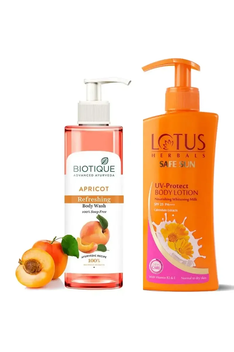 Lotus Safe Sun Body Lotion + Apricot Body Wash Combo