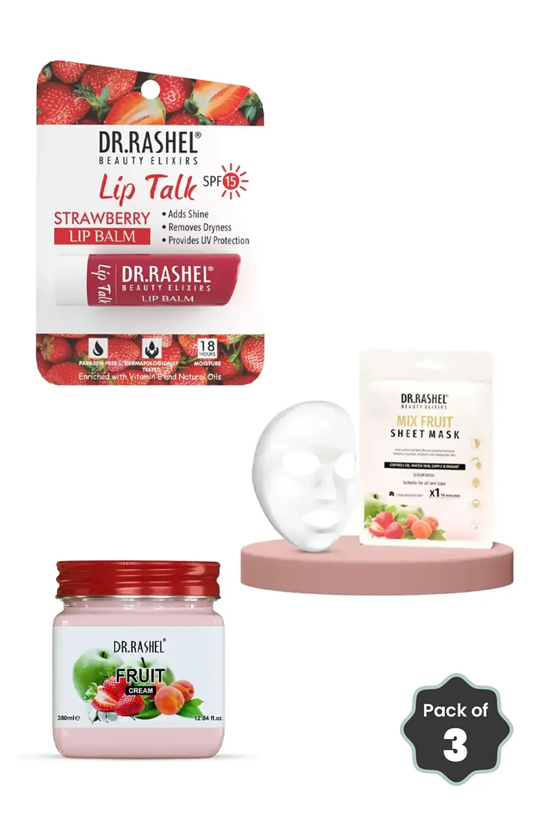 DR.RASHEL Fruit Care Combo (Lip Balm + Sheet Mask + Cream) 
