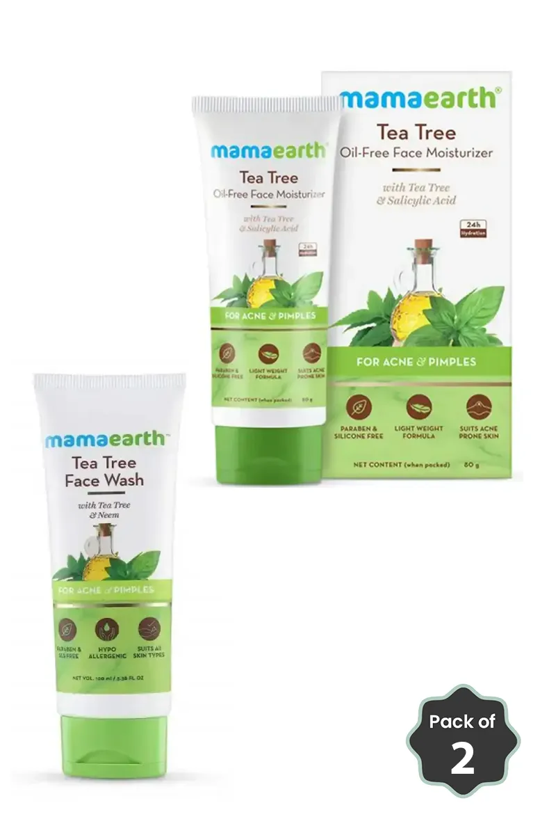 Mamaearth Tea Tree Face Wash + Oil-Free Moisturizer Combo 