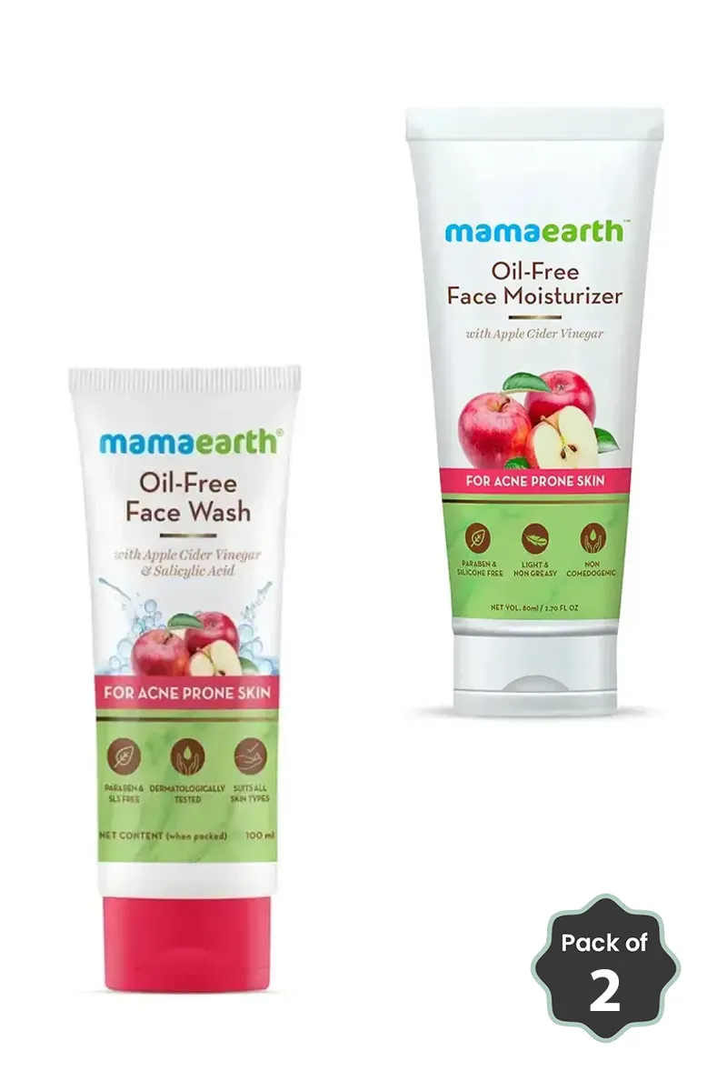 Mamaearth Apple Cider Vinegar Face Wash + Oil-Free Moisturizer Combo 