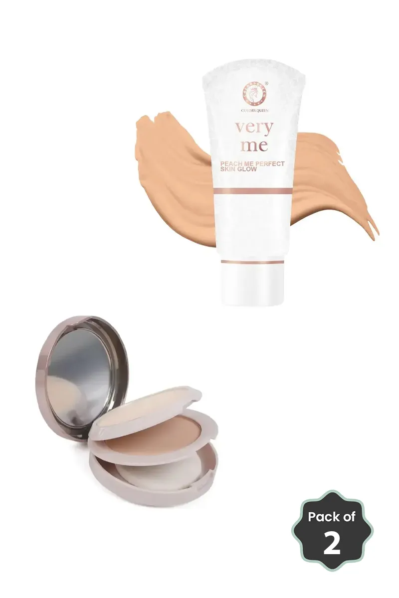 Colours Queen Face Perfection Combo (Foundation + Compact Powder) – Golden Beige