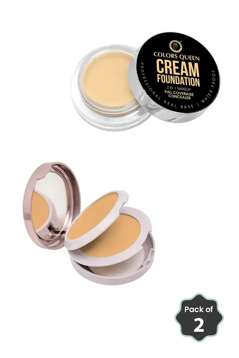 Colours Queen Beige Full Coverage Makeup Combo (Foundation + Compact Powder)