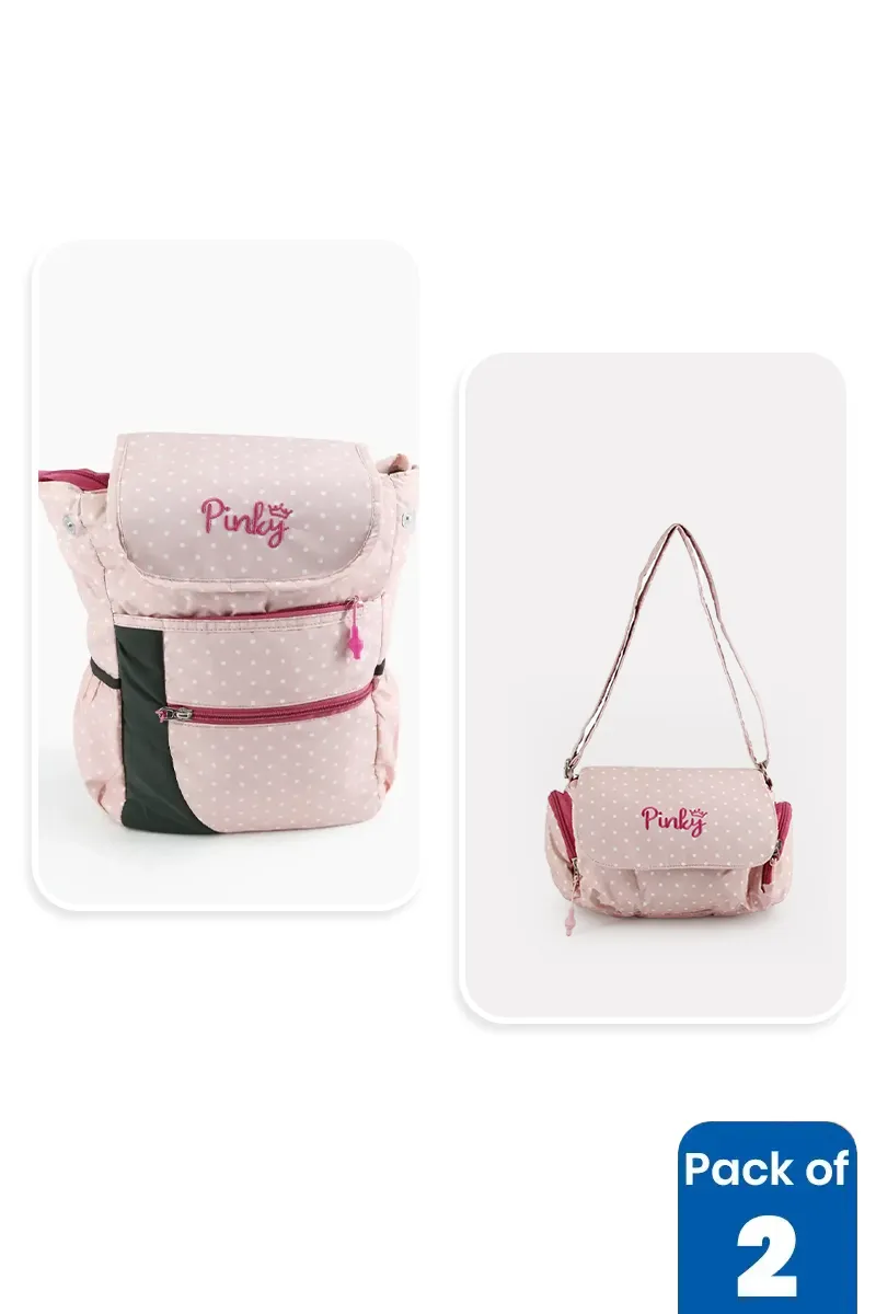 Printed Backpack & Sling Bag Combo for Girls BGCOMBO00017BABPIN