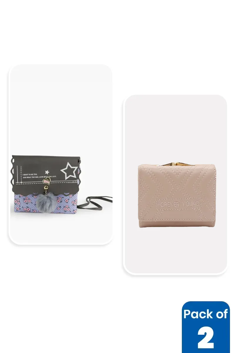 Printed Sling Bag & Purse Combo for Girls