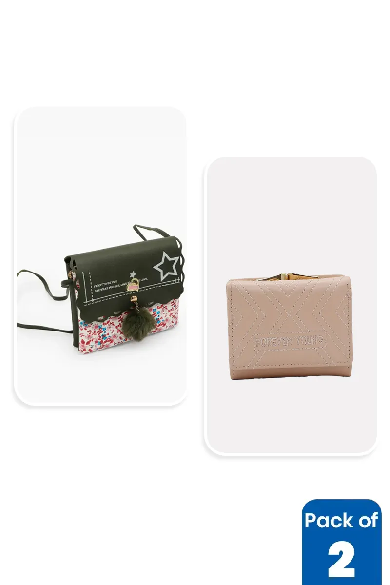 Printed Sling Bag & Purse Combo for Girls
