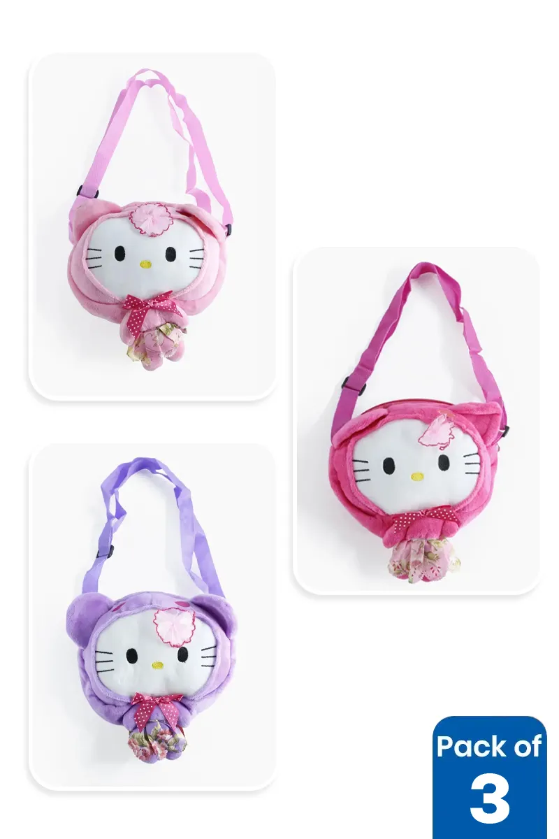 Hello Kitty Sling Bags for Girl Kids - Pack of 3