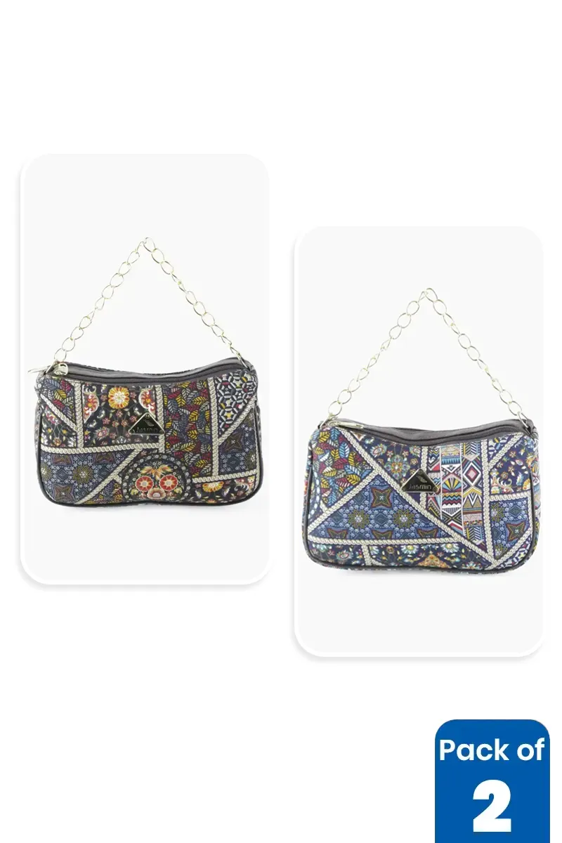 Printed Chain Strap Sling Bags for Women & Girls - Pack of 2