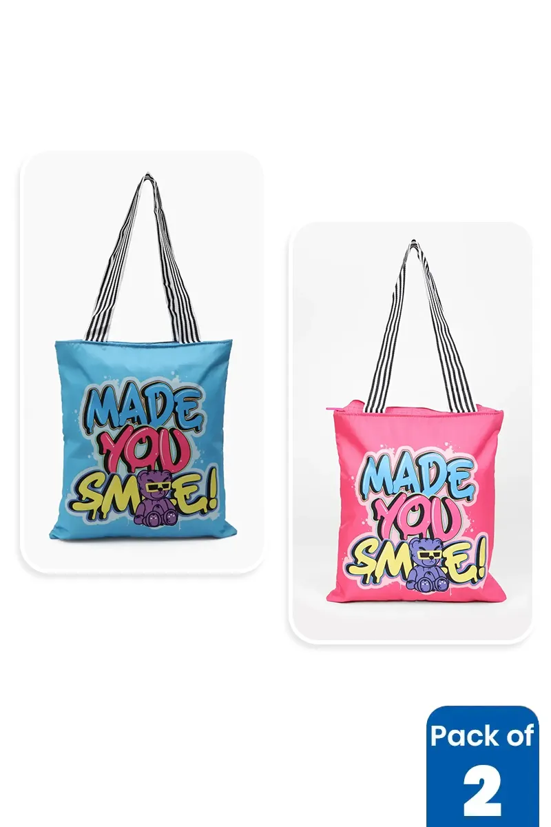Printed Canvas Shopping Bags for Girls - Pack of 2