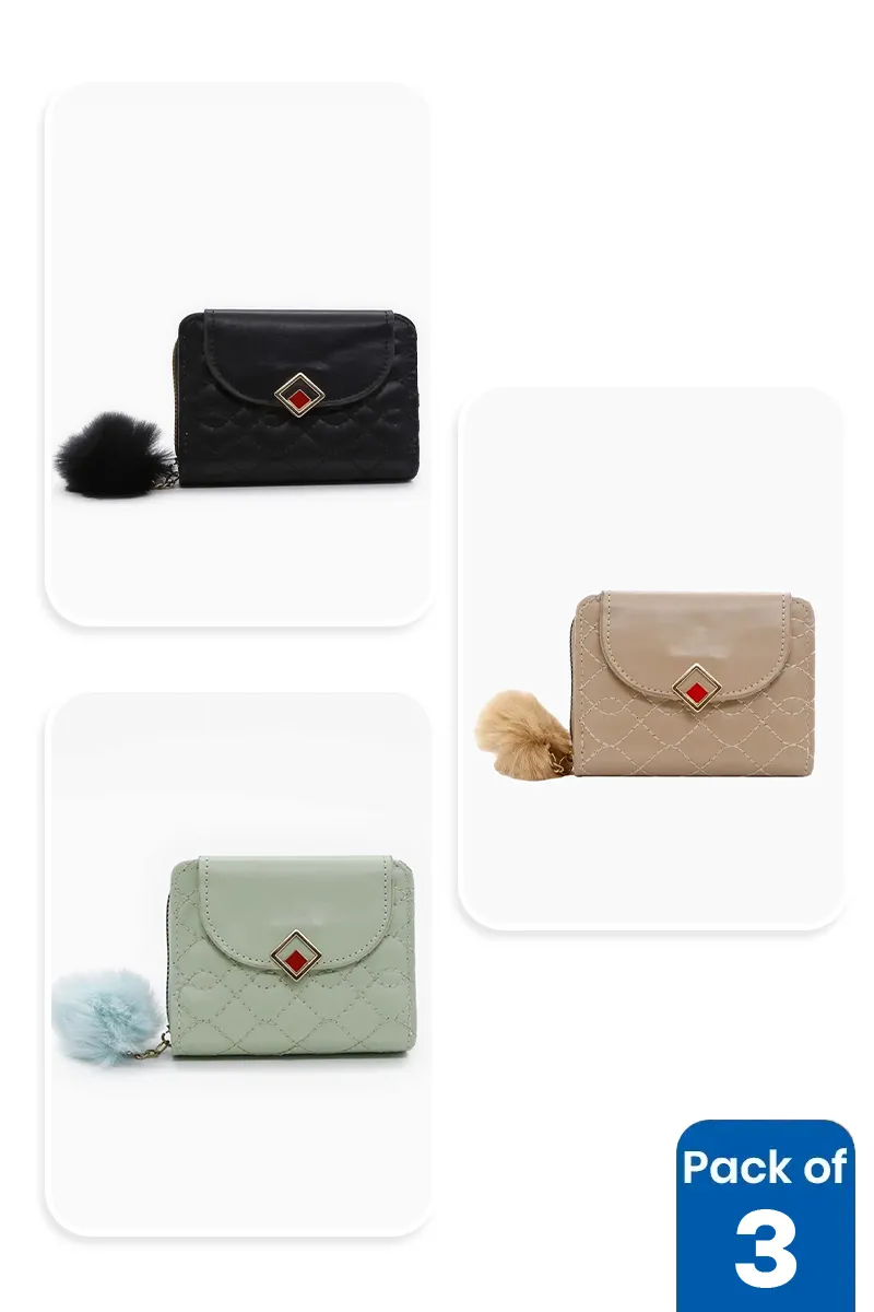 Pack of 3 Bi-Fold Wallet for Women