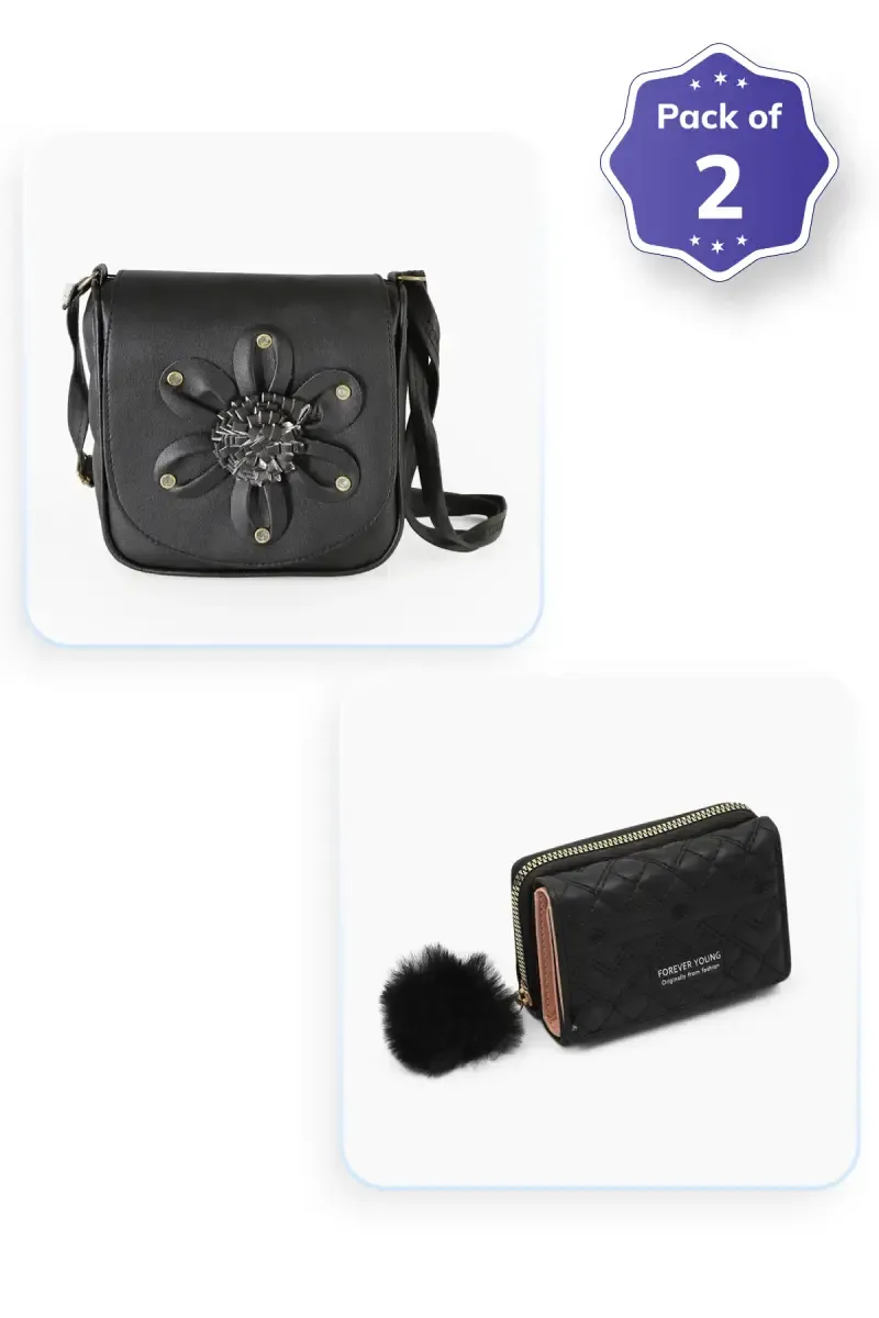 Sling Bag & Bi-Fold Wallet Combo for Women
