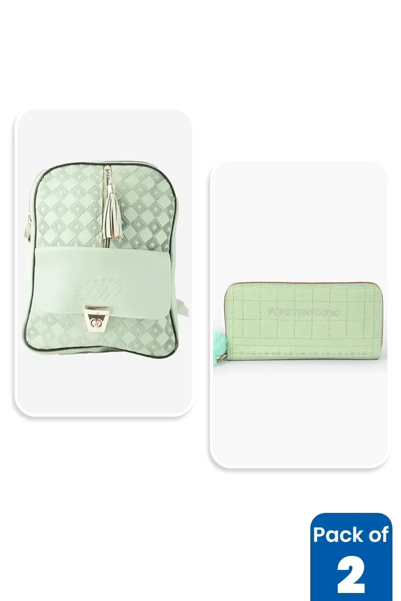 Stylish Textured Backpack & Purse Combo for Women