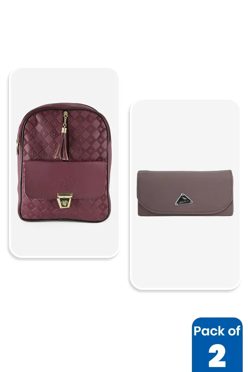 Quilted Backpack & Purse Combo for Women & Girls