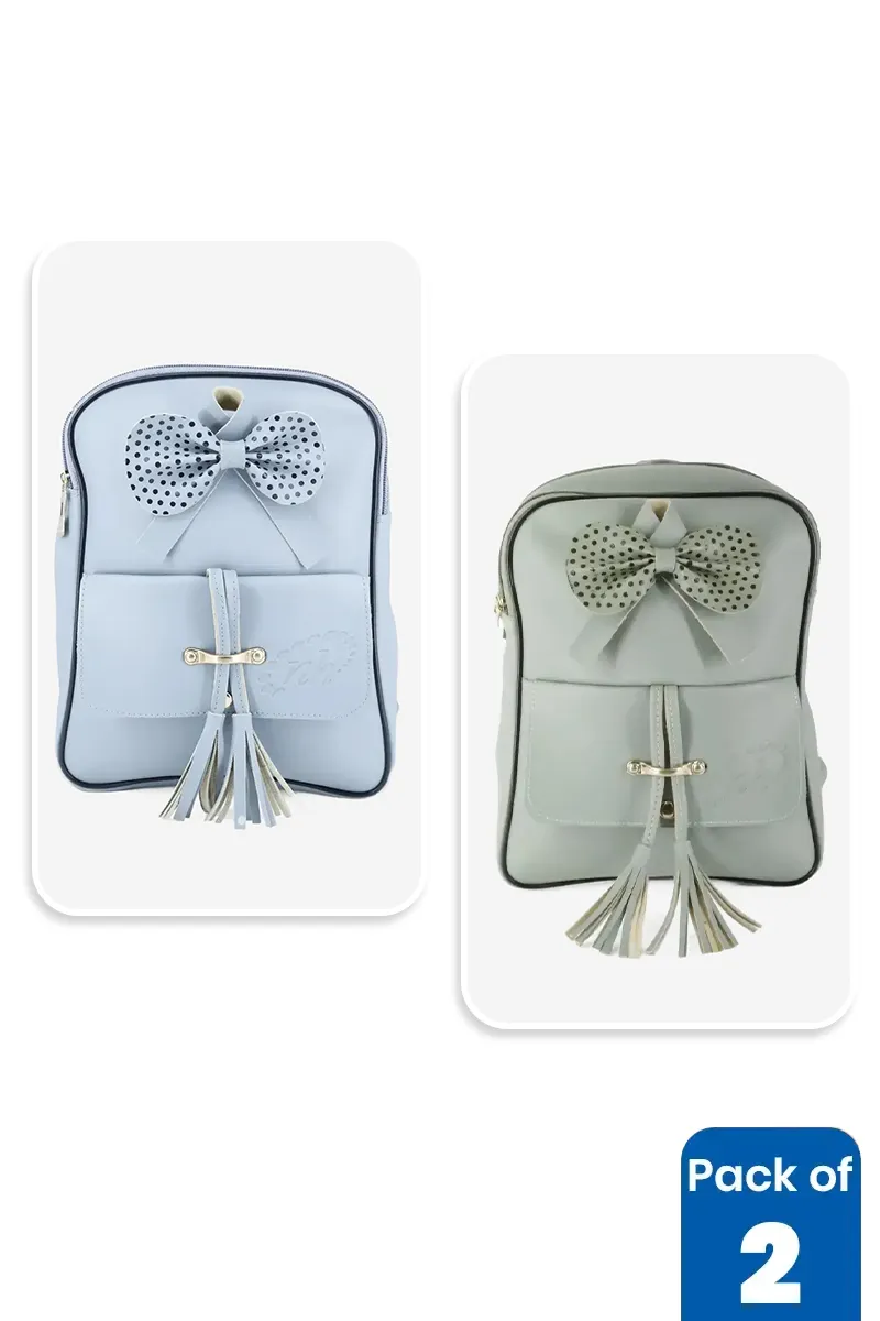 Pack of 2 Bow Design Backpacks for Girls