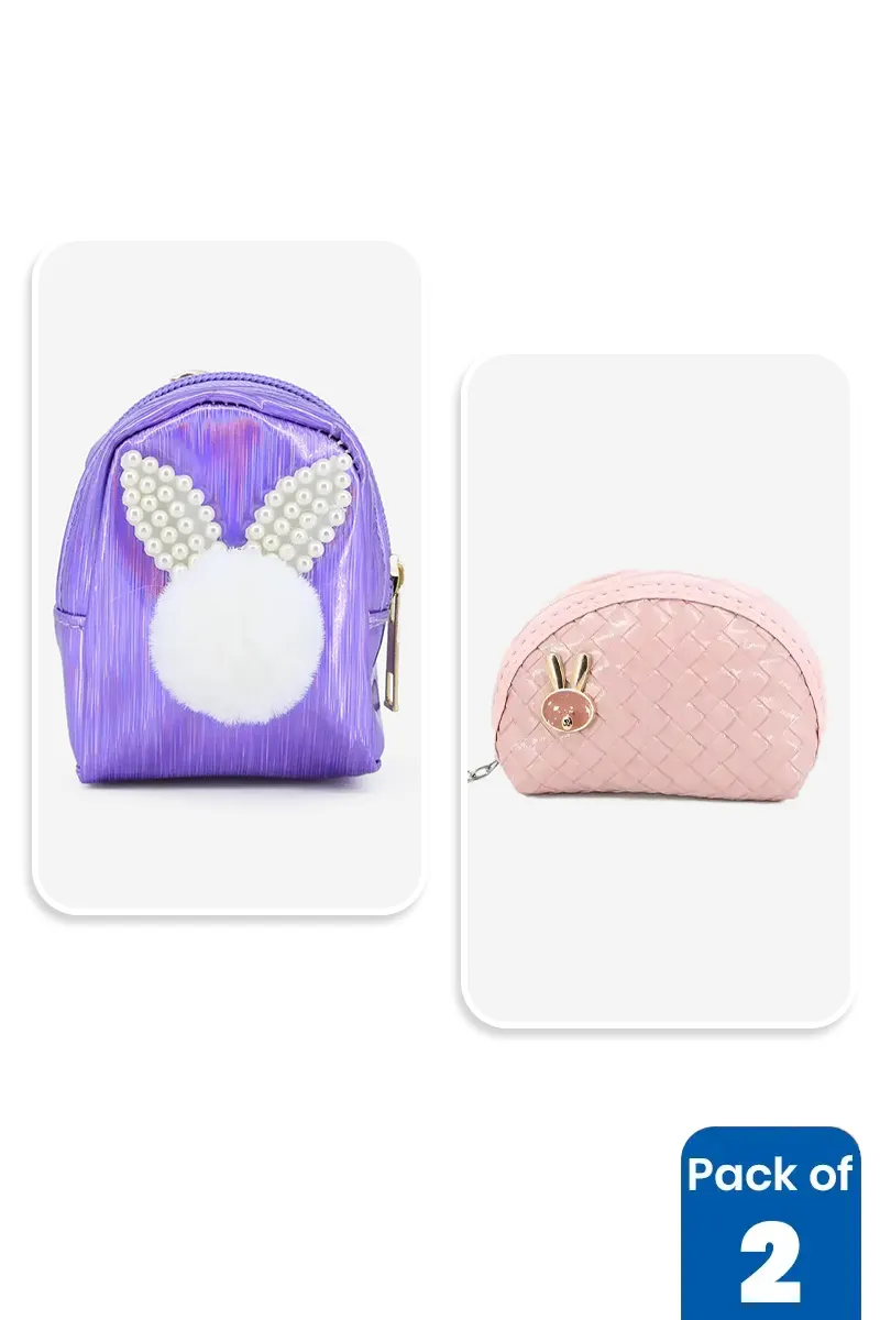 Cute Bunny & Woven Design Purse Combo for Girls
