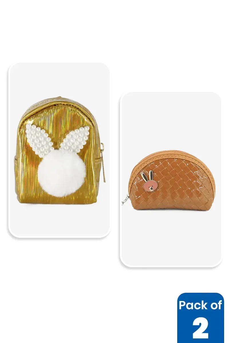 Cute Bunny & Woven Design Purse Combo for Girls BGCOMBO00119MUL