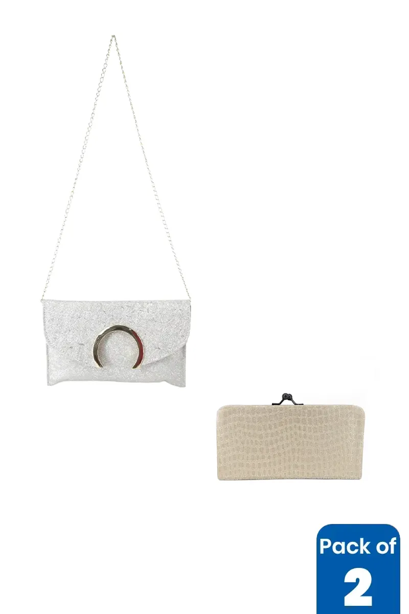 Glitter Sling Bag & Party Clutch Combo for Women - Pack of 2