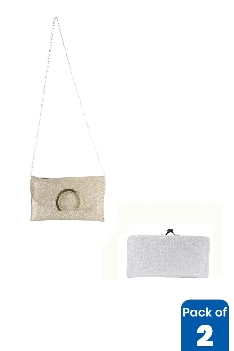 Glitter Sling Bag & Party Clutch Combo for Women - Pack of 2