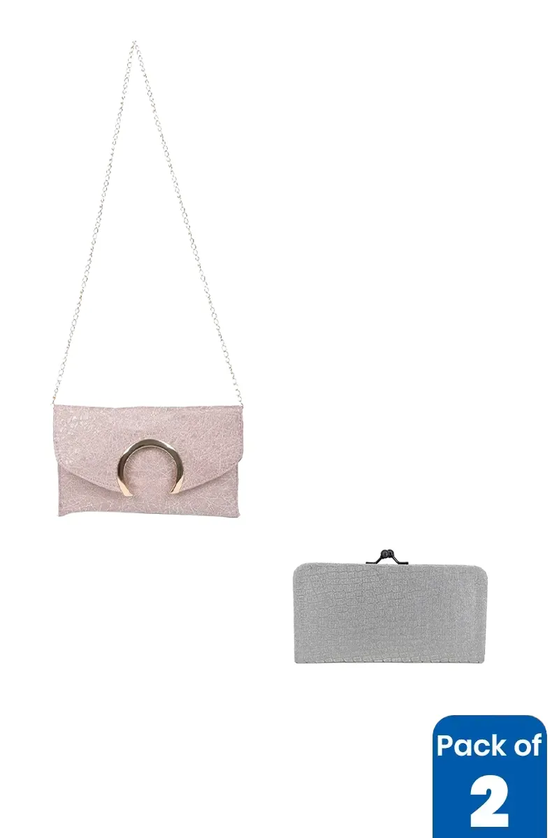 Glitter Sling Bag & Party Clutch Combo for Women - Pack of 2