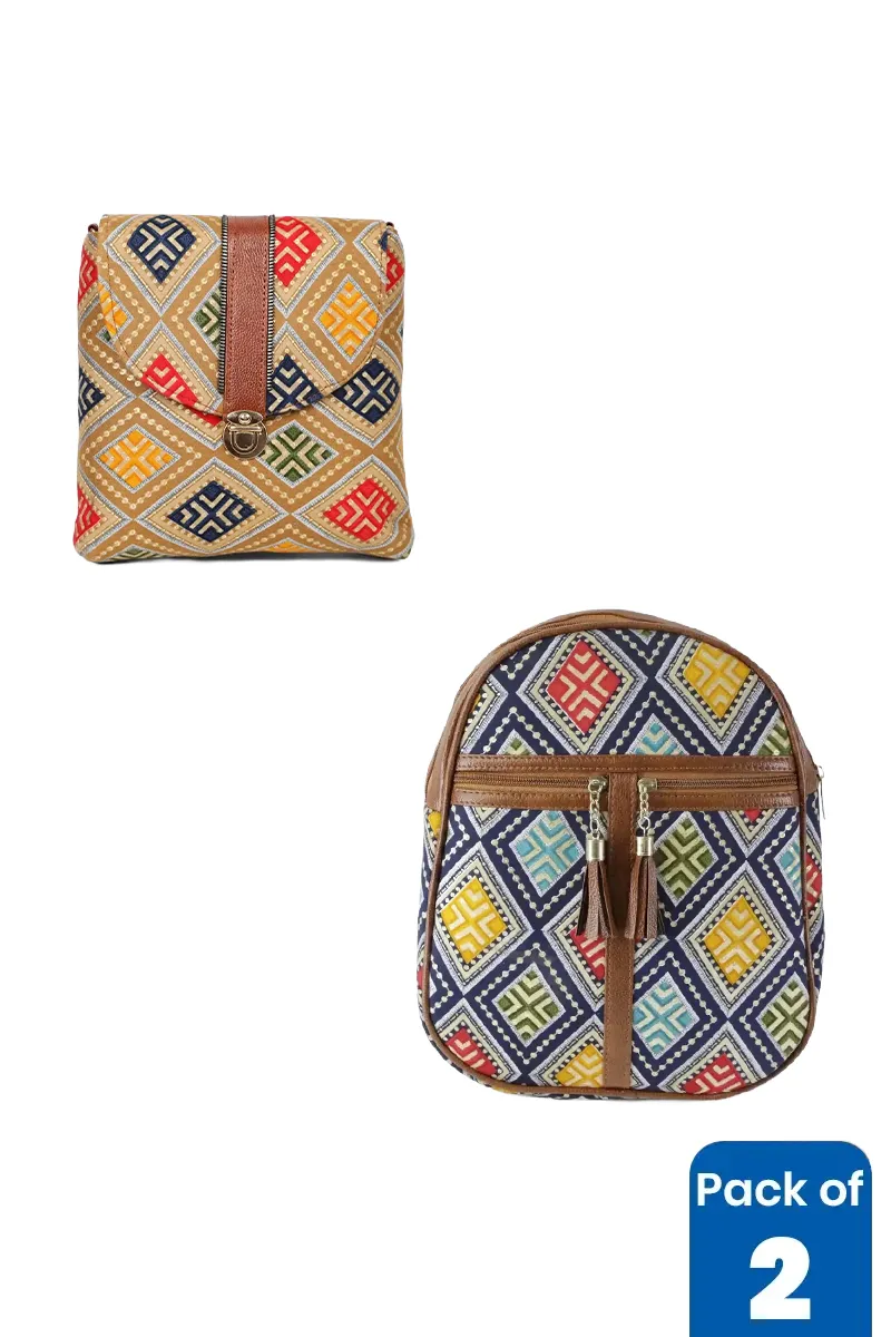 Sling Bag & Casual Backpack Combo for Women - Pack of 2