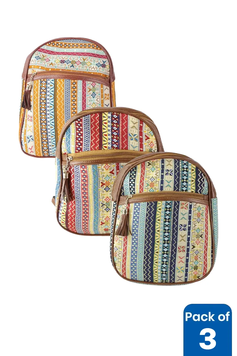 Pack of 3 Printed Casual Backpacks for Girls BGCOMBO00201MUL
