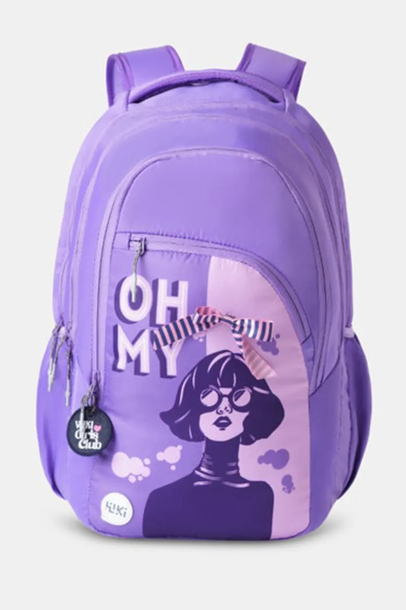 Charm 38 L Graphic Printed School Bag with Rain Cover BGDSSCH007PUR