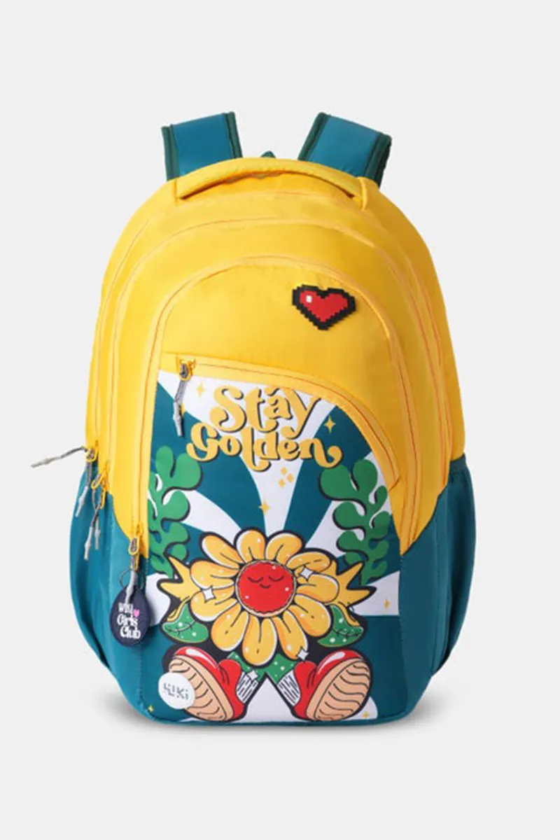 Charm 38 L Graphic Printed School Bag with Rain Cover BGDSSCH007YEL