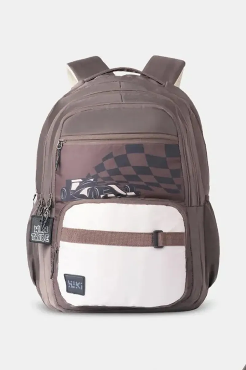 Volt 40 L JDM Car Printed School Bag with Rain Cover BGDSSCH018BEI