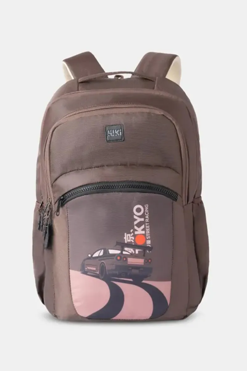 Hustle 42 L JDM Car Printed School Bag with Rain Cover