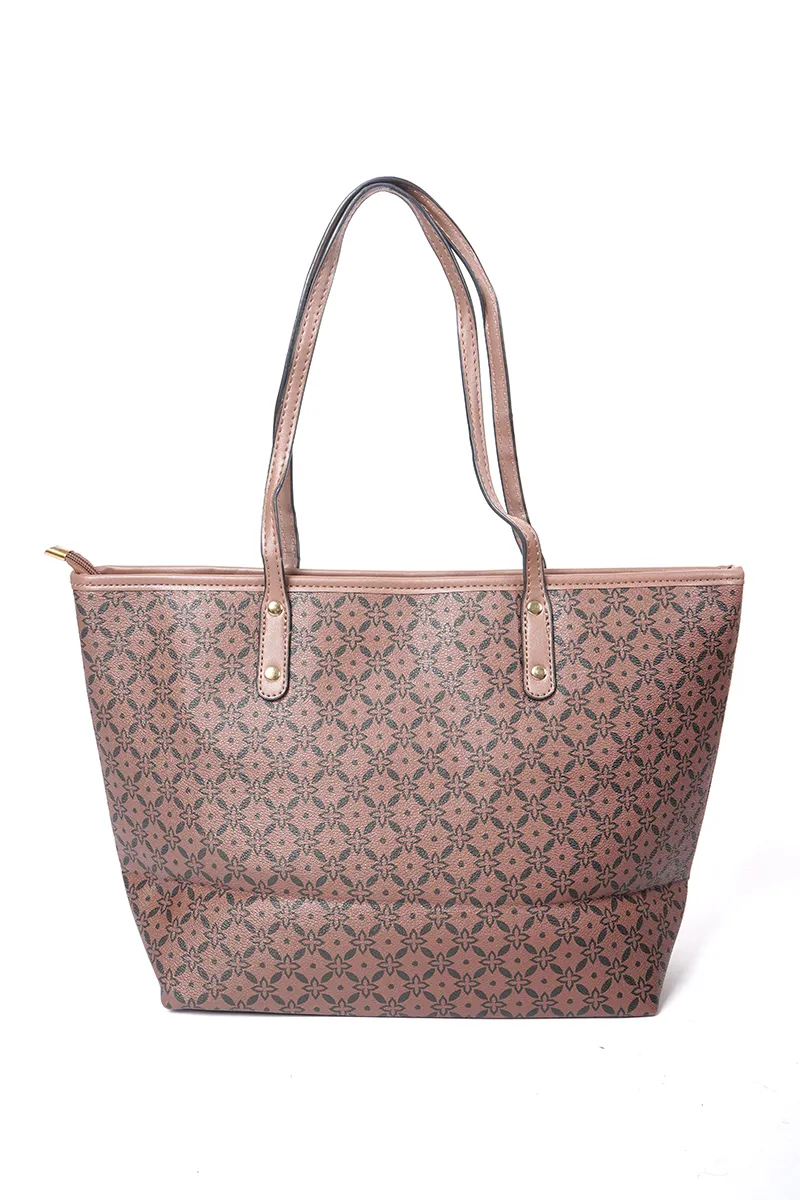 Floral Printed Tote Hand Bags for Women BGH000004BRO
