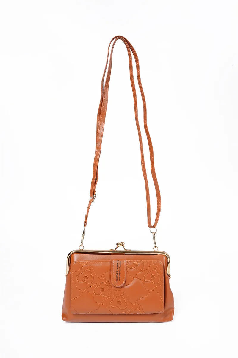 Heart Printed Sling Bags for Women BGH000009BRO