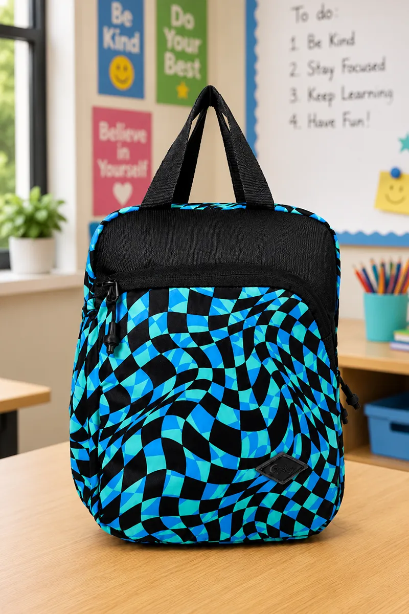 Checkered Printed Insulated Lunch Bag for Kids