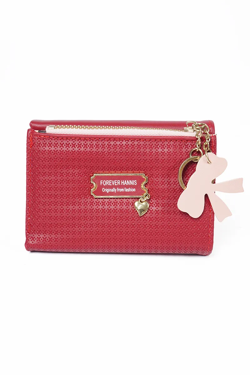 Stylish Purse with Cute Charm Keychain for Women BGP000004RED