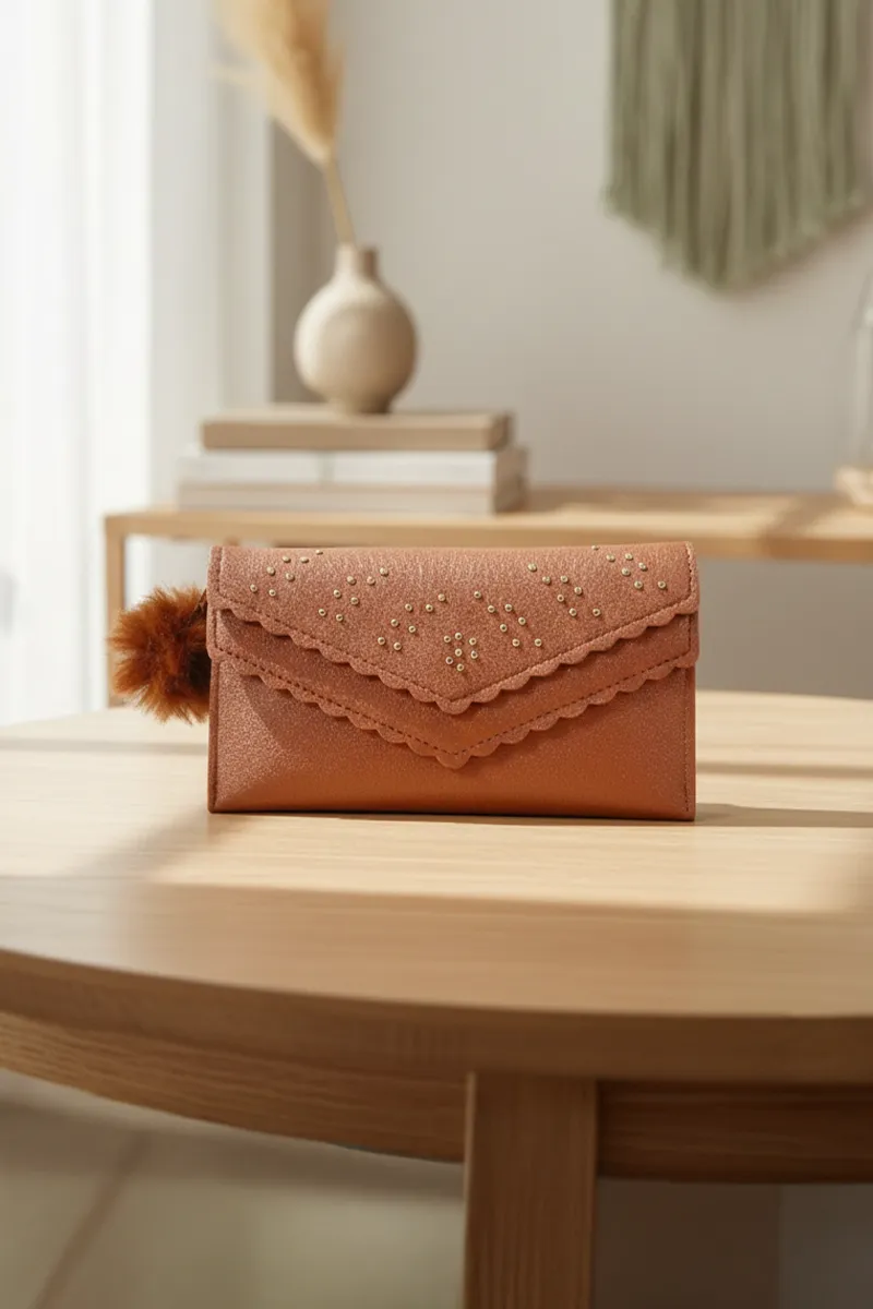 Stylish Decorative Beads Wallet for Womens & Girls BGP000006BRO
