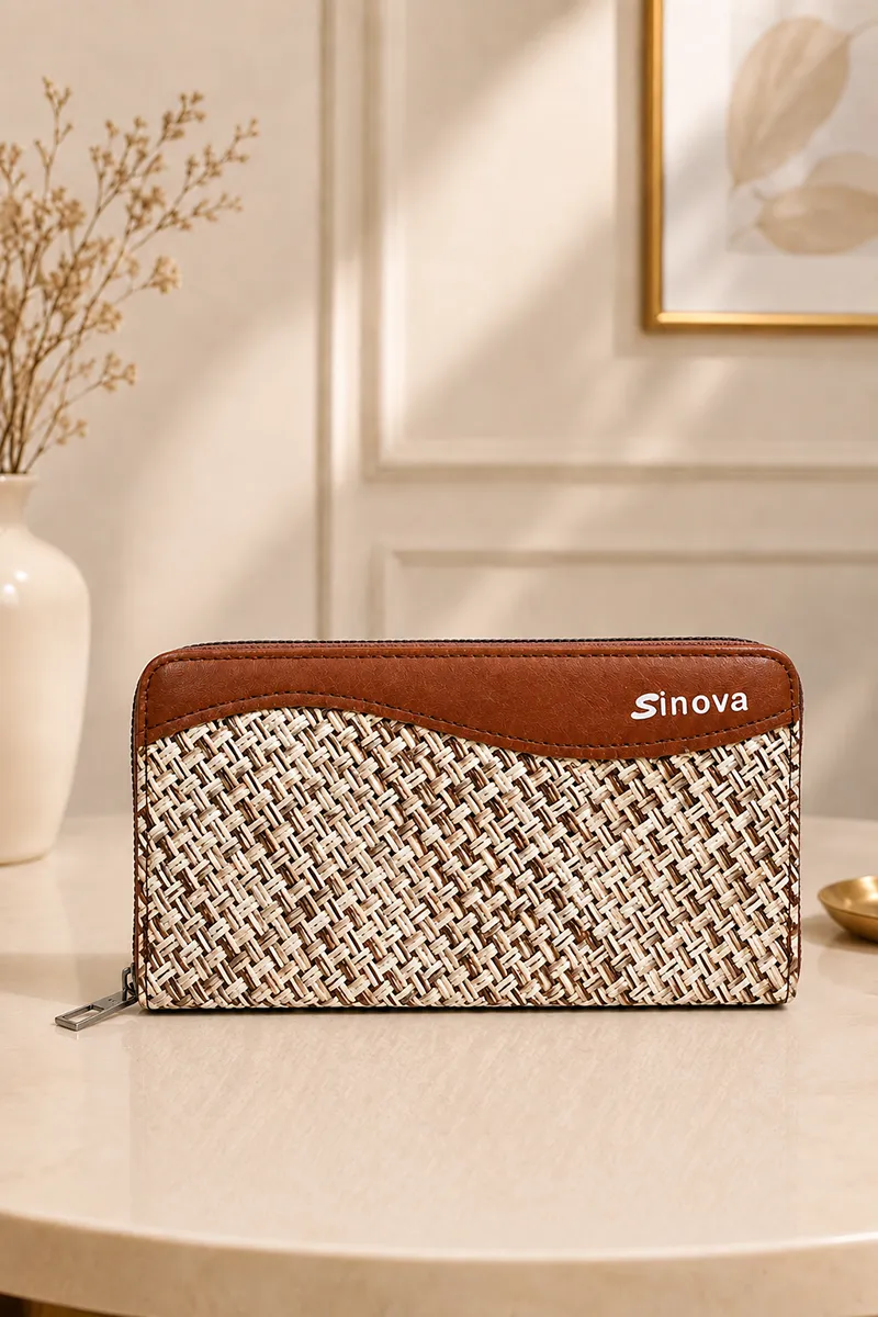 Woven Design Rectangle Hand Purse for Women, BGP000011BRO