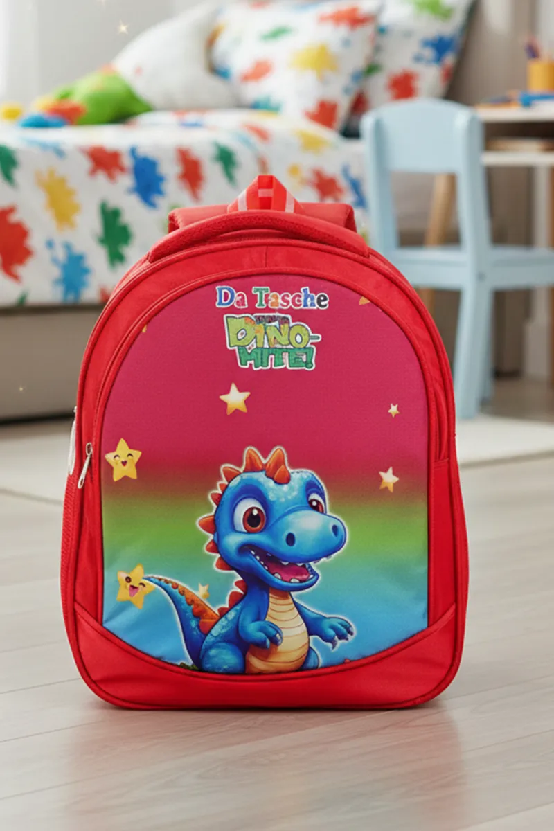 Dino Design Multi-Pockets School Backpack for Kids - 12L