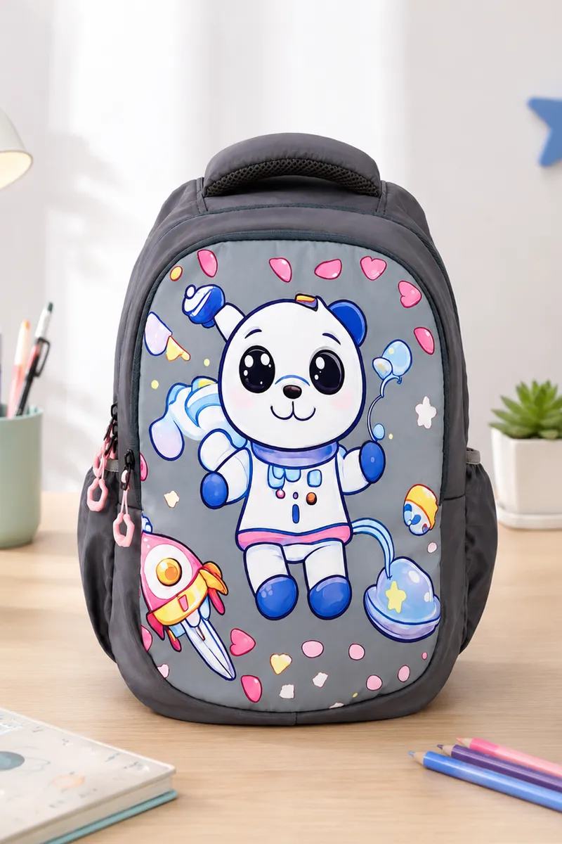 3D Panda Astronaut Printed Nursery School Bag for Kids