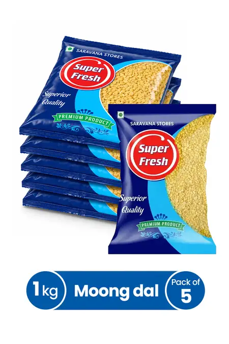 Moong Dal / Pasi Paruppu, Super Fresh - 1 Kg X 5 