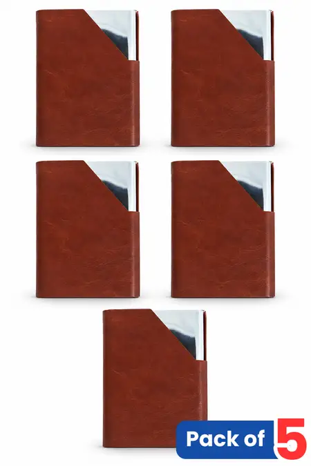 Brown Solid Leather ID Card Holder - Pack of 5