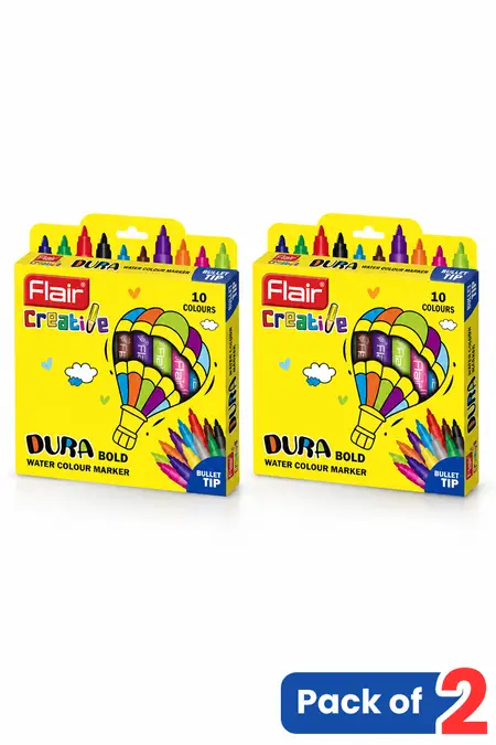 Flair Creative Dura Bold Water Colour Marker, 10 Shades - Pack of 2