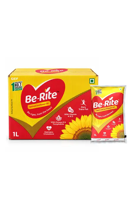 Be-Rite Refined Sunflower Oil - 1 L X 10 Pouch 