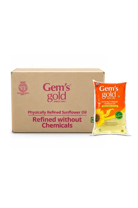 Gem's Gold Physically Refined Sunflower Oil Without Chemicals - 1 Ltr X 10 