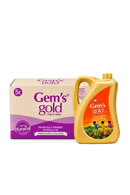 Gem's Gold Physically Refined Sunflower Oil Without Chemicals - 5 Ltr X 3  