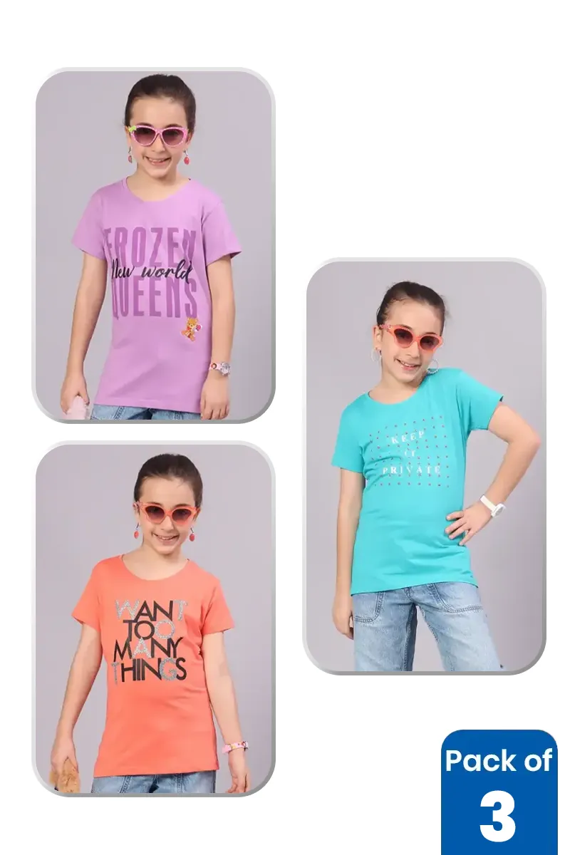 Pack of 3 T-shirts for Girls CBCLG014MUL78YR