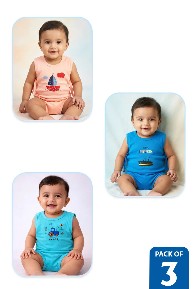 Pack of 3 Clothing Set for Babies - Multicolor