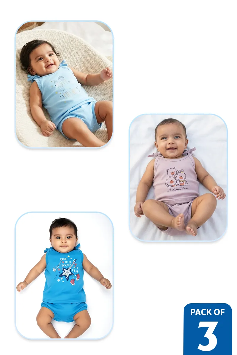 Pack of 3 Top and Panty Set for Babies - Multicolor