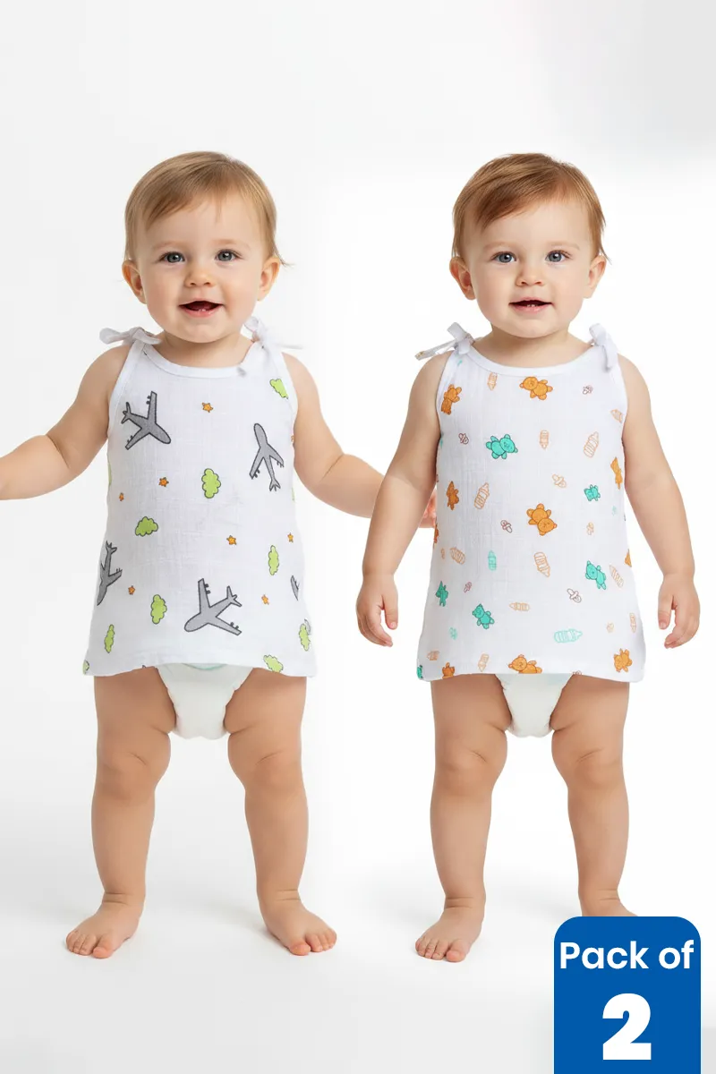 Pack of 2 Muslin Jhablas for Babies CBCLJB12WHI36MO